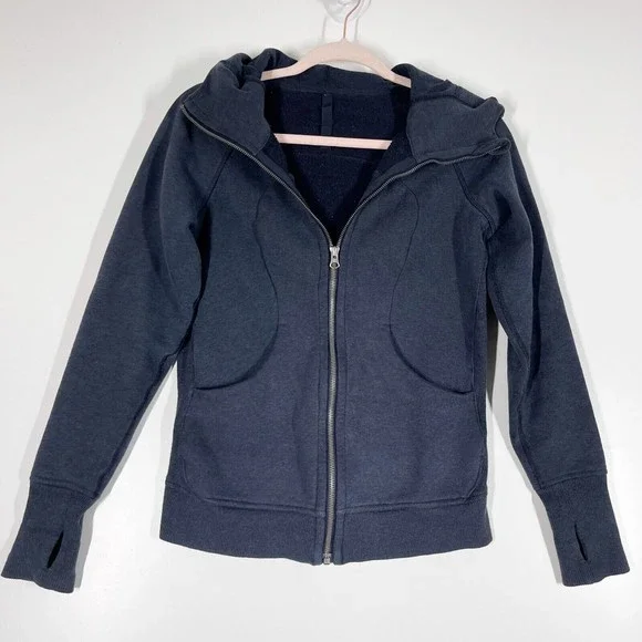 Lululemon Scuba Full Zip Hoodie Women's Blue Thumbholes‎ Cozy Activewear Size 4 - Picture 2 of 9